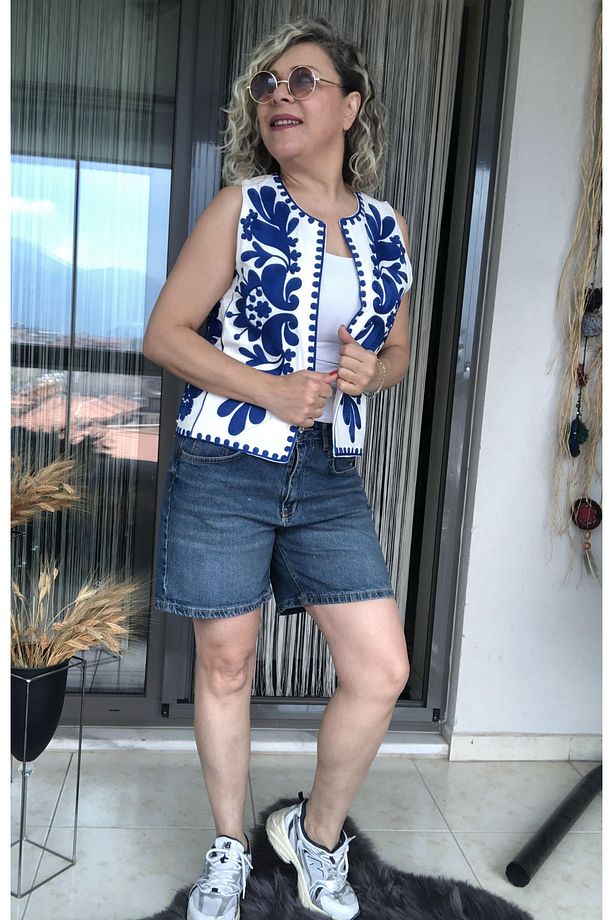 Yüksek Bel Mom Kot Şort - 4