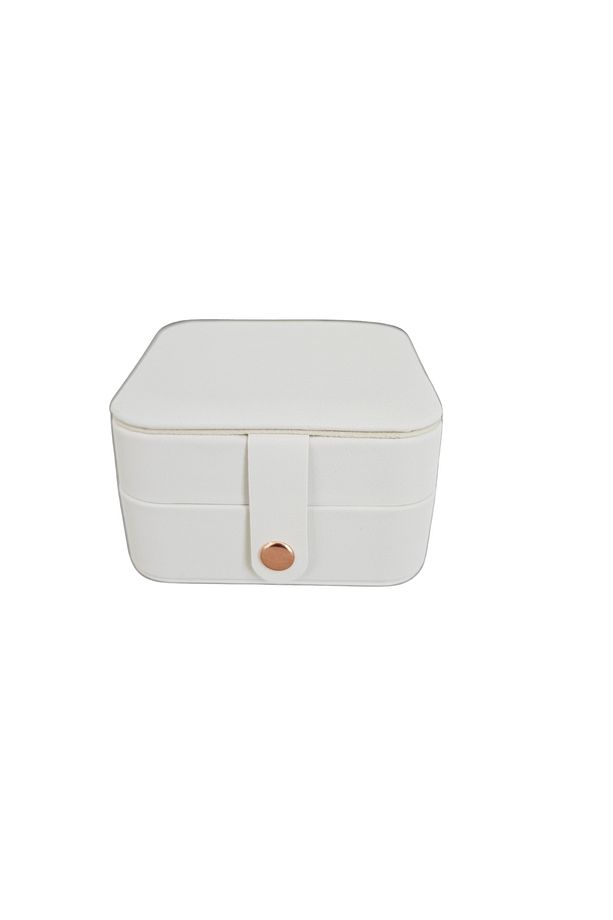 Çıtçıtlı Deri Mini Boy Takı, Seyahat Ve Mücevher Çantası,kutusu (10x10 cm) - 4