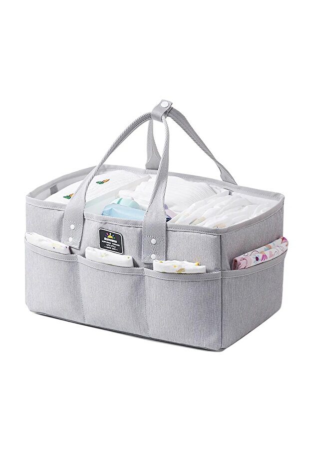 Grey USB Diaper Bag & Diaper Caddy, Fonksiyonel ve Konforlu - 3
