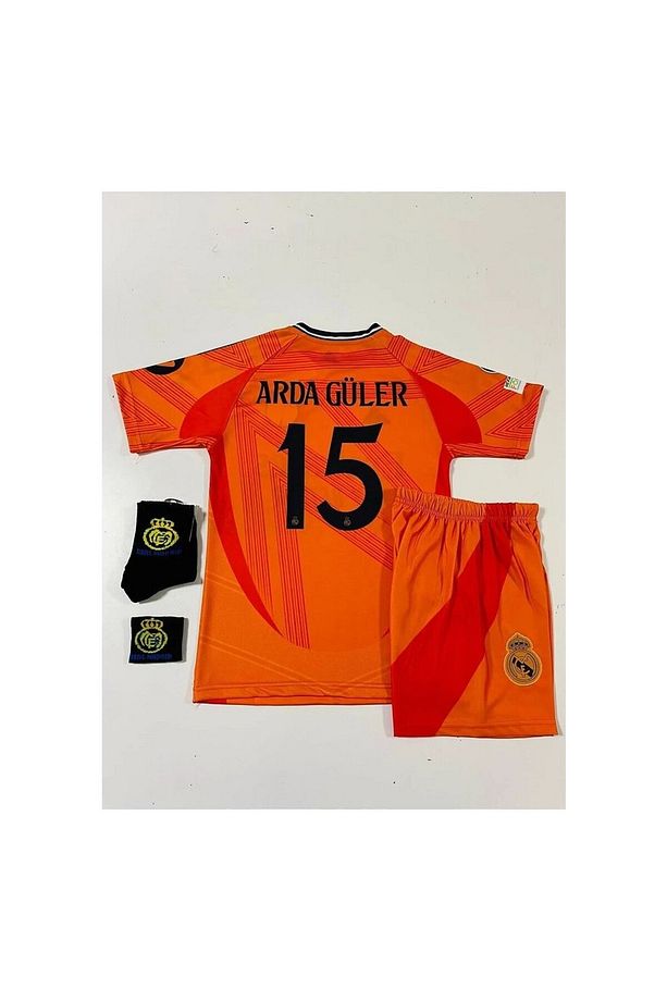 #15 Arda Güler R,E,A,L M,A,D,R,İ,D 2024-25 Deplasman Çocuk Forması 4'Lü Set Turuncu - 1