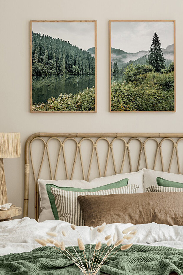طقم طاولة MDF بإطار خشبي مكون من قطعتين مقاس 20 × 30 سم - موديل 19