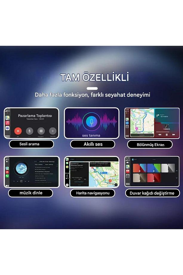 Nano Tak Çalıştır Kablosuz Apple Carplay & Android Auto Mini Adaptörü |Type-C Bağlantı Hediyeli 45MM - 3