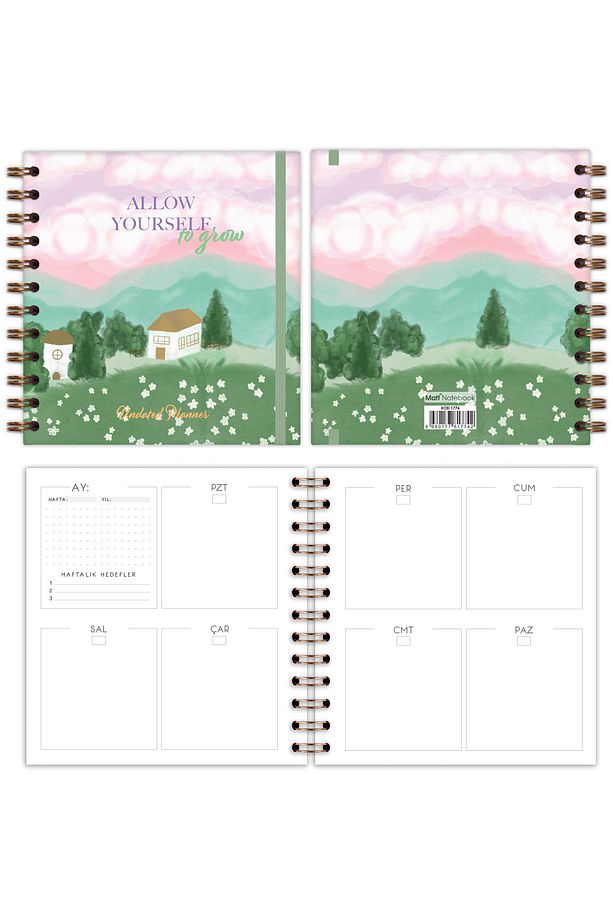 15x15 cm Kare 2'li Set Spiralli Süresiz Planlayıcı Ajanda ve Defter - 8
