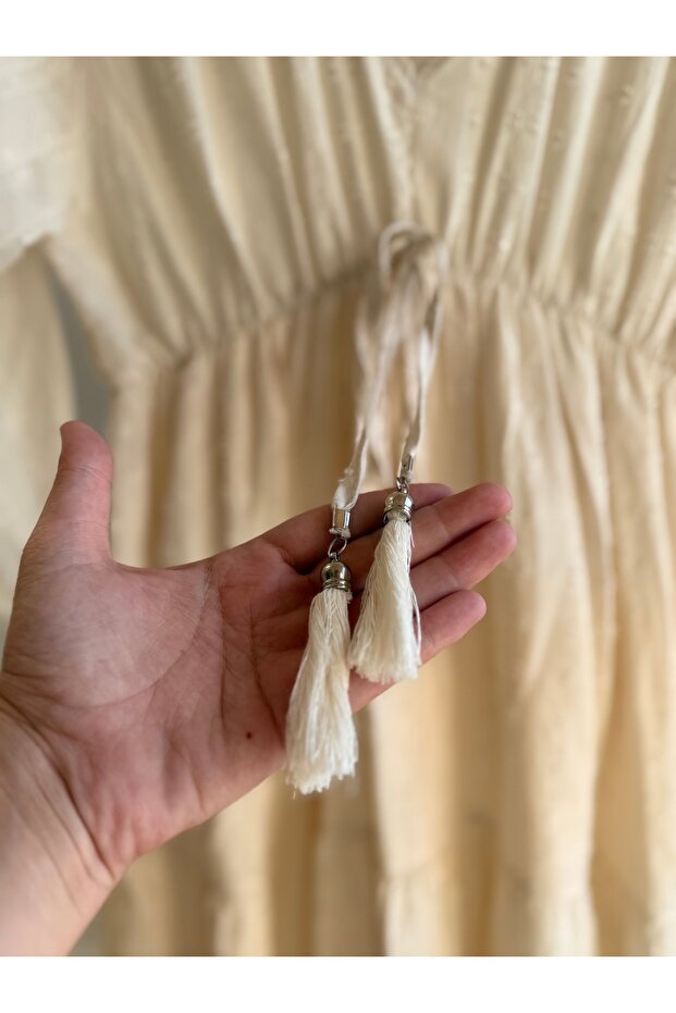 Nakış detaylı bohem kısa elbise - 4