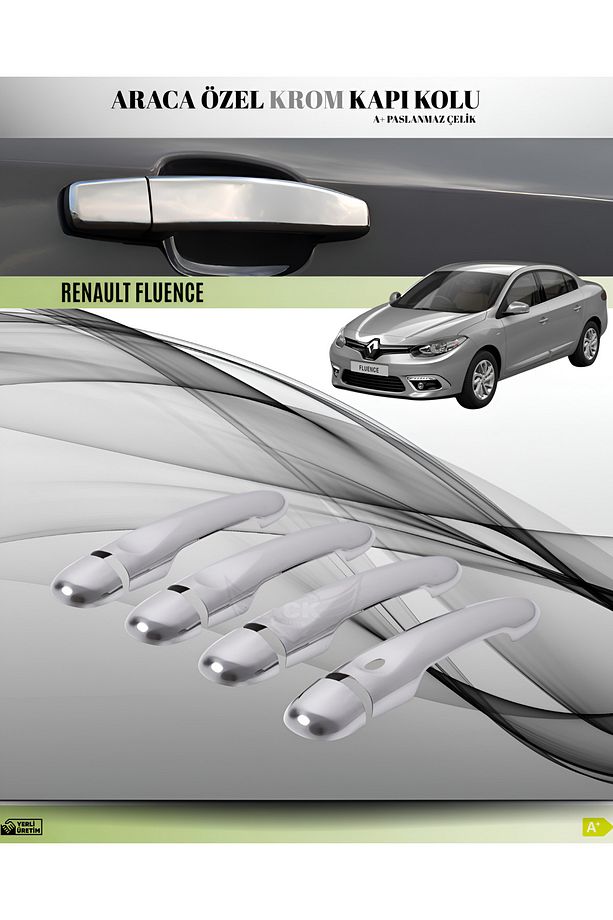RENAULT FLUENCE TEK SENSÖRLÜ ARACA ÖZEL KROM KAPI KOLU PASLANMAZ ÇELİK A+ - 1