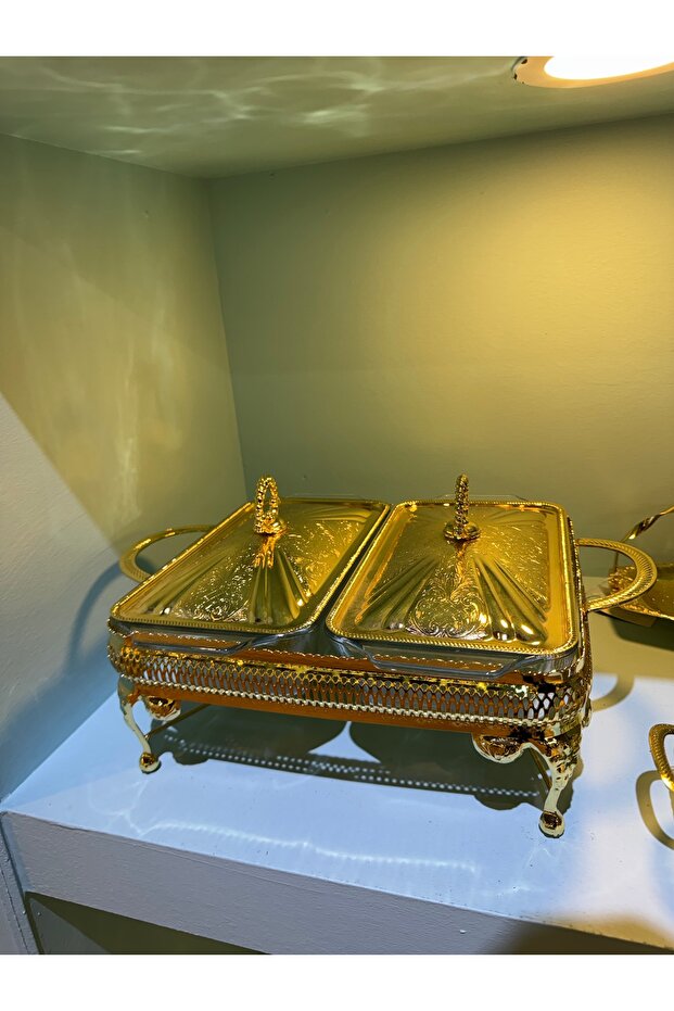 Esterhomedecor 2-Compartment Lid Borcamlı Serving Presentation Plate Queen Anne 38*26*18