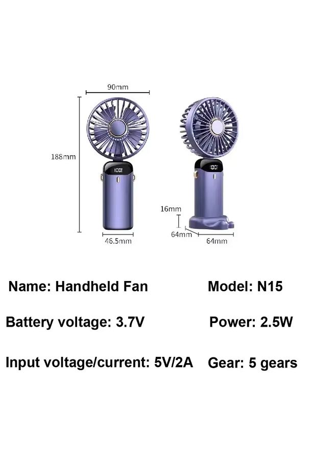 Şarj Edilebilir iP Askılı Standlı LED Şarj Gösterge Katlanabilir Soğutucu Fan Taşınabilir Vantilatör - 8