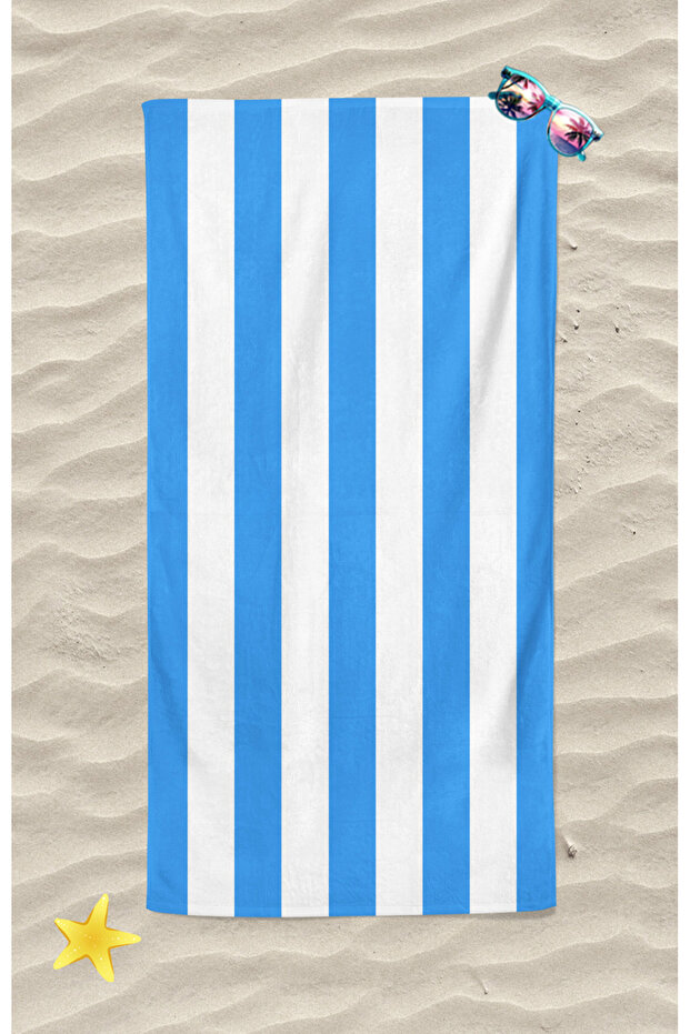 Blue Line Digital Printed Beach Towel Men's Beach Towel Sea Towel
