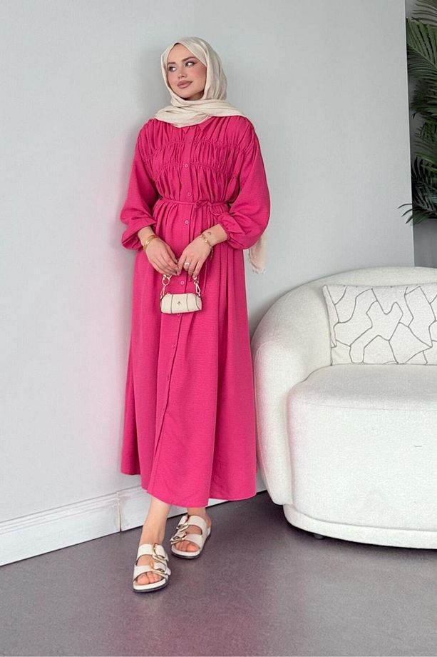 Semiz Gipeli Elbise Pembe - 1