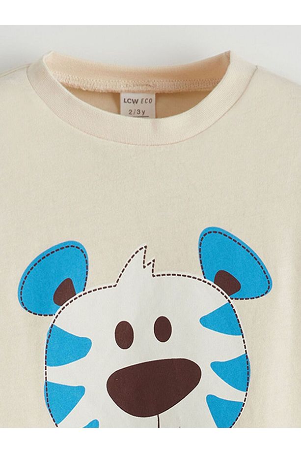 LCW ECO Bisiklet Yaka Baskılı Kısa Kollu Erkek Bebek Şortlu Pijama Takımı - 4