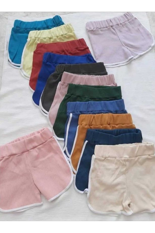 Kız Çocuk Beli Lastikli 4'lü Şort Karışık Renkler - 1