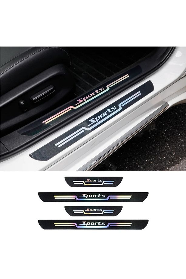 Seat Hologram Logolu Araca Özel Marka Logolu Aynalı Kapı Eşiği Koruyucu Yapıştırma 4'lü Set - 2