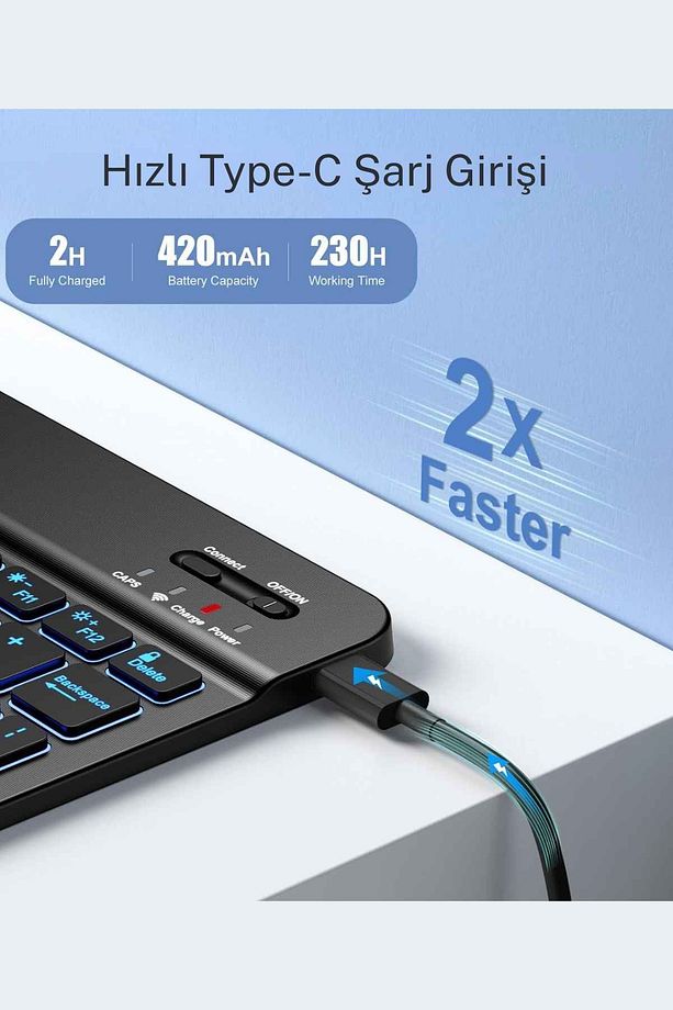 iPad 10. 11. Nesil Uyumlu Model A3354, A3355, A3356 A2696, A2757, A2777, A3162 Klavyeli Tablet Kılıf - 3