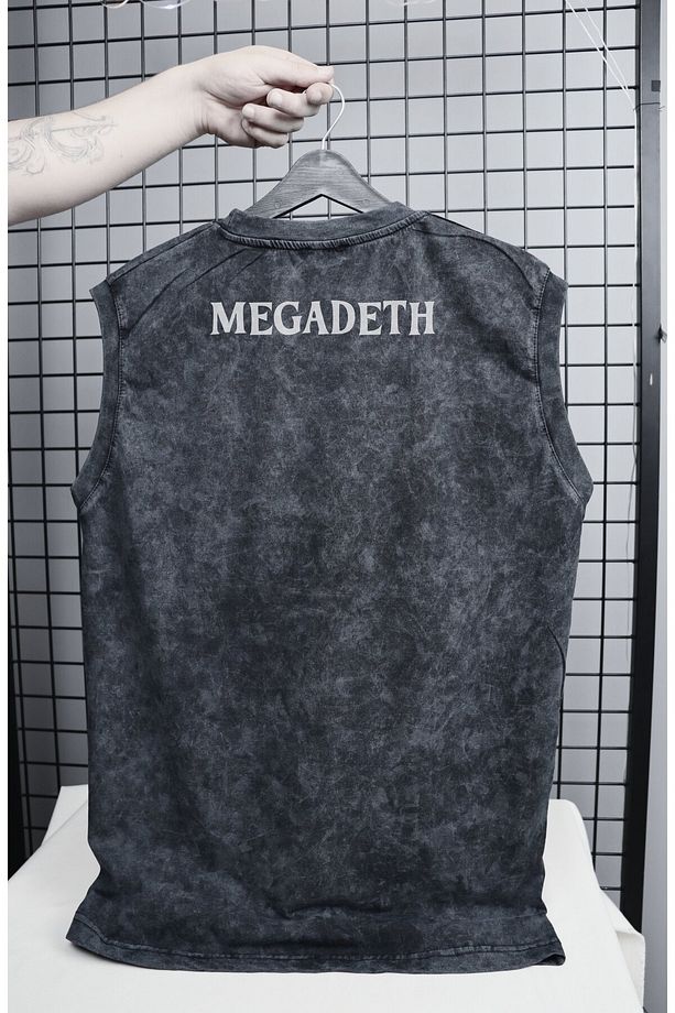 Megadeth Melek Baskılı Yıkamalı Kolsuz Tişört, Unisex Rock Band Temalı Sıfır Kollu Retro Atlet - 2