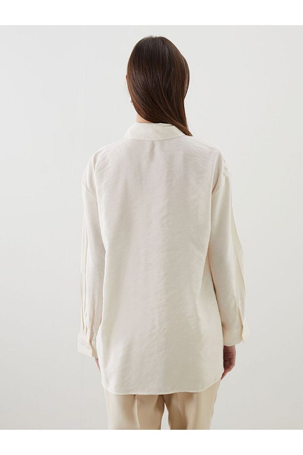 LCW Modest Ekru Taşlı Modal Karışımlı Kadın Gömlek Tunik S5LO09Z8NVY25 - 4