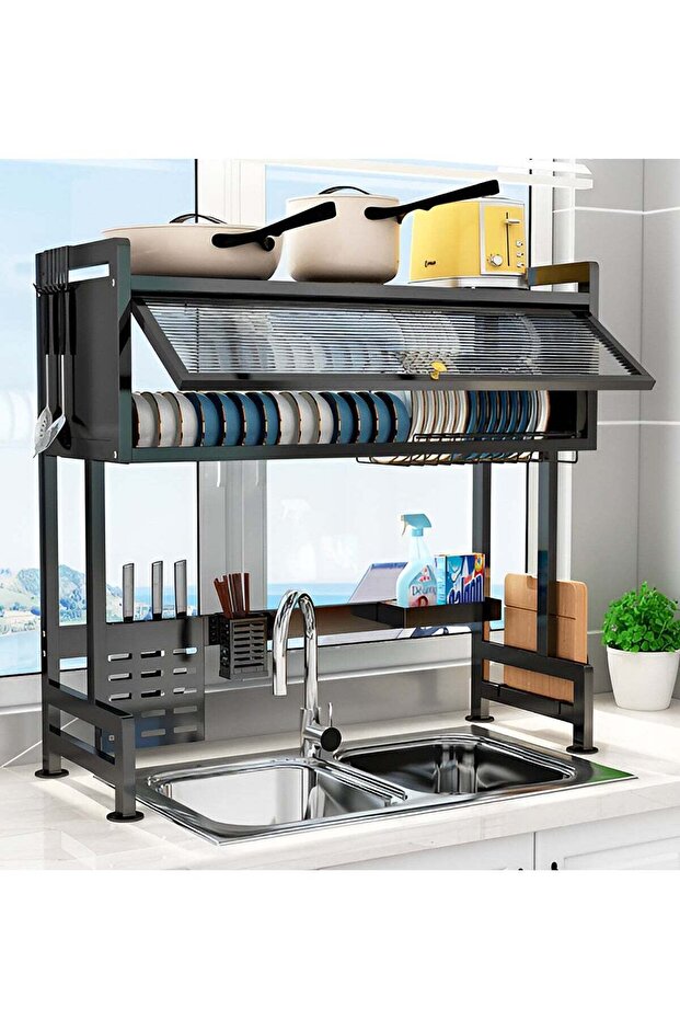 Heavy Duty Over The Sink Dish Drying Stand With Shelf 3 Tier Large Dish Rack