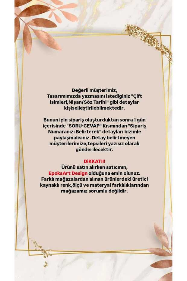Epoksi Dalgalı Yuvarlak Nişan Tepsi Set,Söz Tepsisi,Damat Fincanı - 5