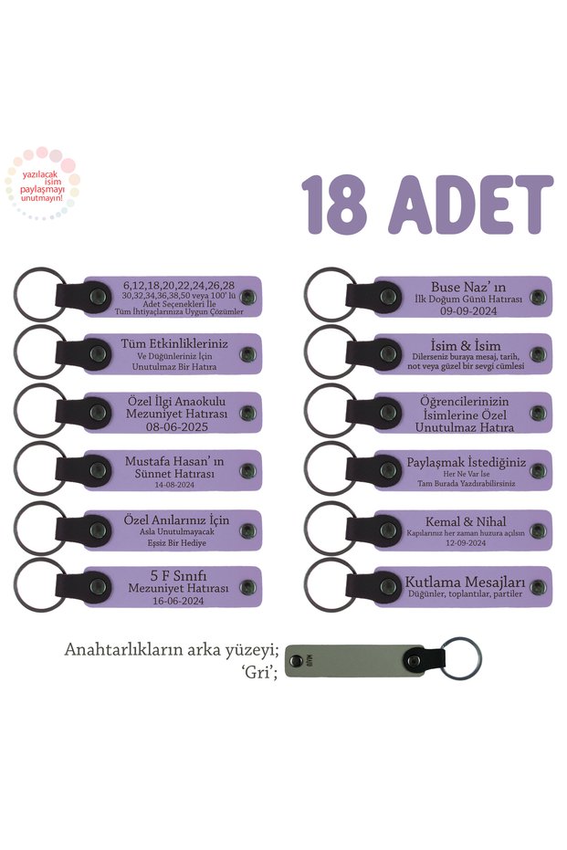 Name Written Report Card Souvenir Keychain Set of 18 for Kindergarten, Special for Students, Purple Violet & Gray
