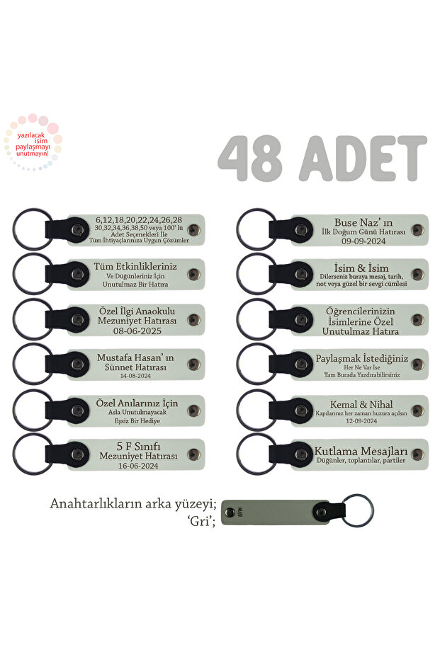 Brand-Specific for Your New Store Opening Celebration, Set of 48, Leather Keychain, White & Gray