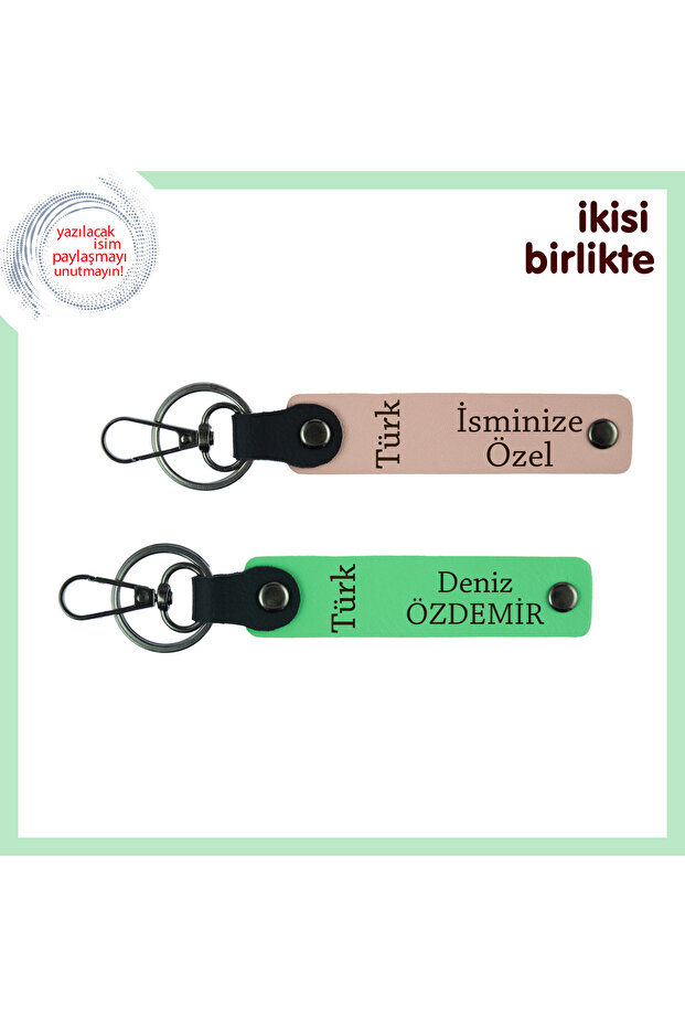 X2, Puppy Mouth-Green, Stylish Gift Carrying Feelings – Turkish Text Themed Keychain Set