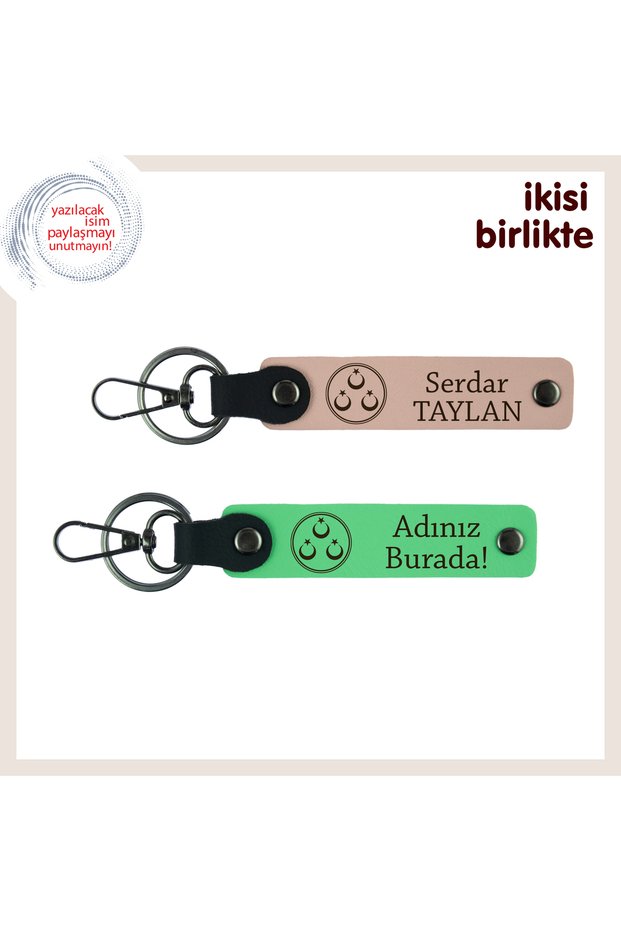 A Stylish Gift Carrying Emotions – Three Star Moon Themed Keychain Set, Set of 2, Puppy Mouth-Green