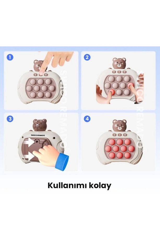 Popit Makinesi Işıklı Oyun Fast Push Pilli Fidget Kabarcık - Astronot Mavi - 4