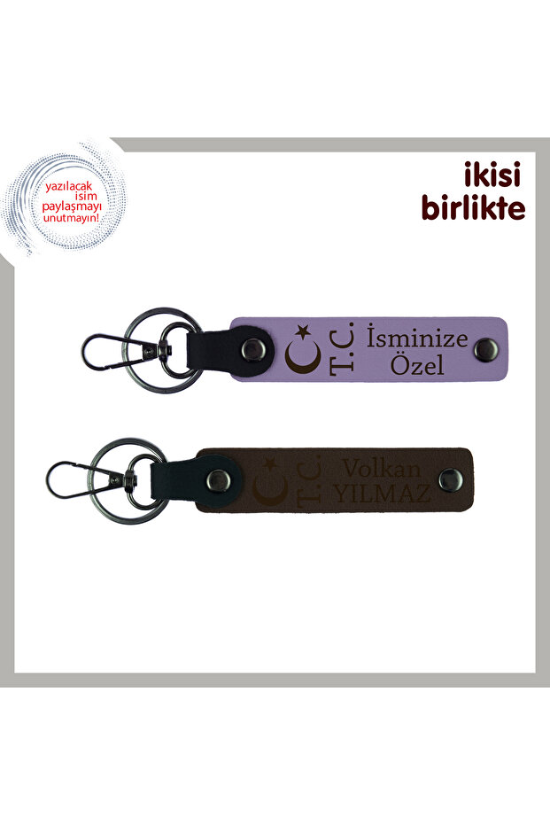 Team – Meaningful Gift from the Heart, Purple Violet-Brown, Name Writable Moon Star Tc Keychain