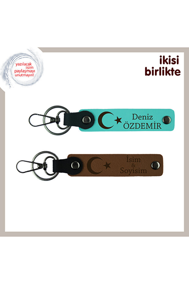 Team, Turquoise-Brown, Gift That Symbolizes Your Love Bond – Moon Star Themed Keychain