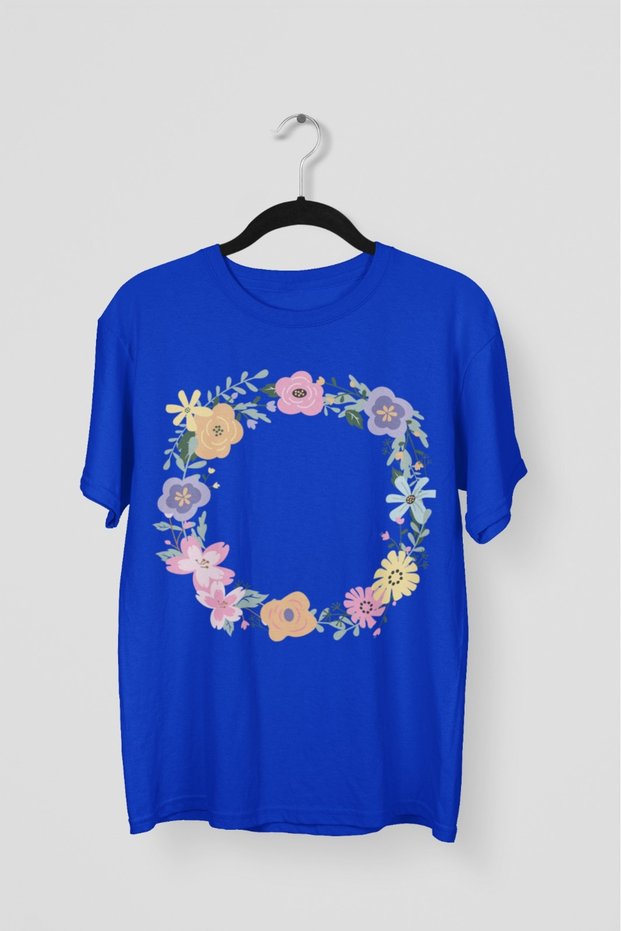 Men/Women -Flower- Transfer Printed Round Neck Short Sleeve T-Shirt