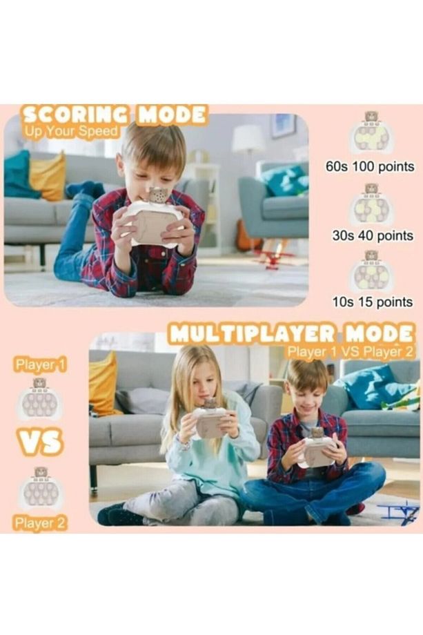 Popit Makinesi Işıklı Oyun Fast Push Pilli Fidget Kabarcık - Futbol Sarı - 5