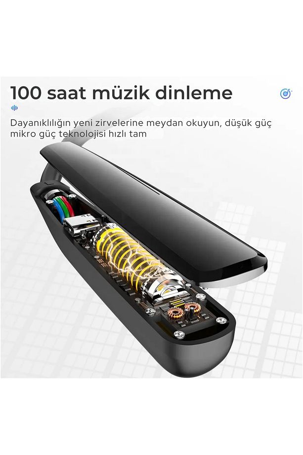 100 Saat Şarjlı Boyuna Takılan Kablosuz Bluetooth Sporcu Kulaklık Bulututlu Ios Android - 5