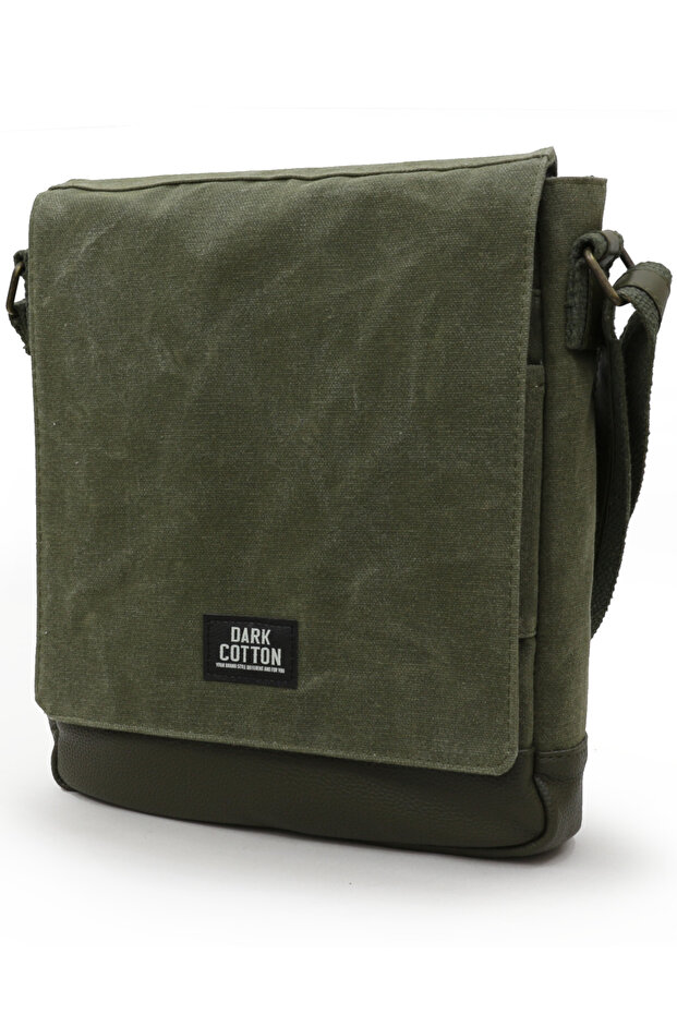 Western Khaki Green Water Resistant Waxed Canvas Messenger Shoulder Laptop School Bag