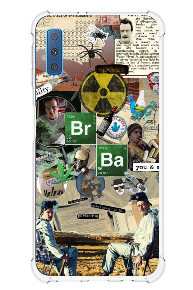 حافظة سامسونج جالاكسي A7 2018 المتوافقة مع Breaking Bad Collage من السيليكون الشفاف