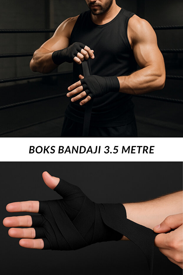 SAVUR Boks Bandajı 2'Li Profesyonel Kickboks Muay Thai 3.5 Metre Elastik Üstün Kalite Spor Bandaj