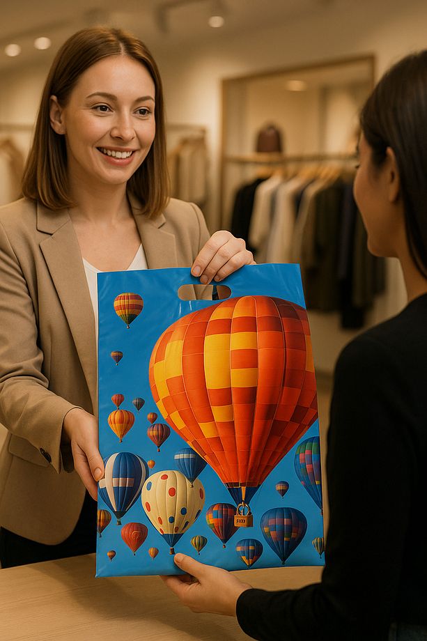 Takviyeli Baskılı Mağaza Poşeti 40*50 cm No:4 50 Adet (Uçan Balon Desenli) - 2