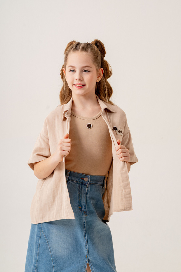 Girl's Short Sleeve Double Shirt 1811