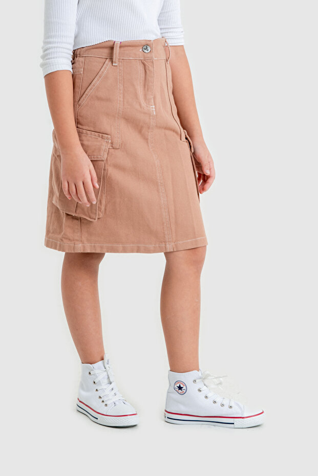 Girl's Cargo Pocket Linen Skirt 2926