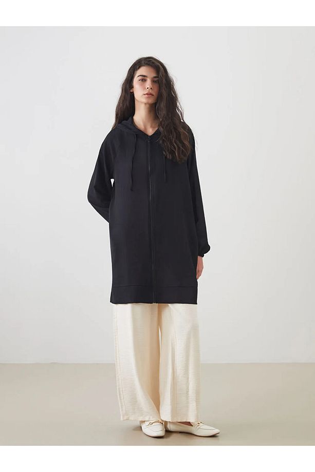 LCW Modest Kapüşonlu Oversize Kadın Tunik - 2