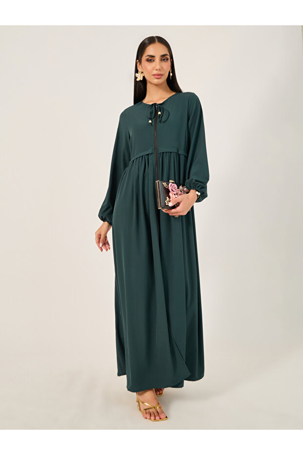 جلابية سادة بأكمام طويلة - 1