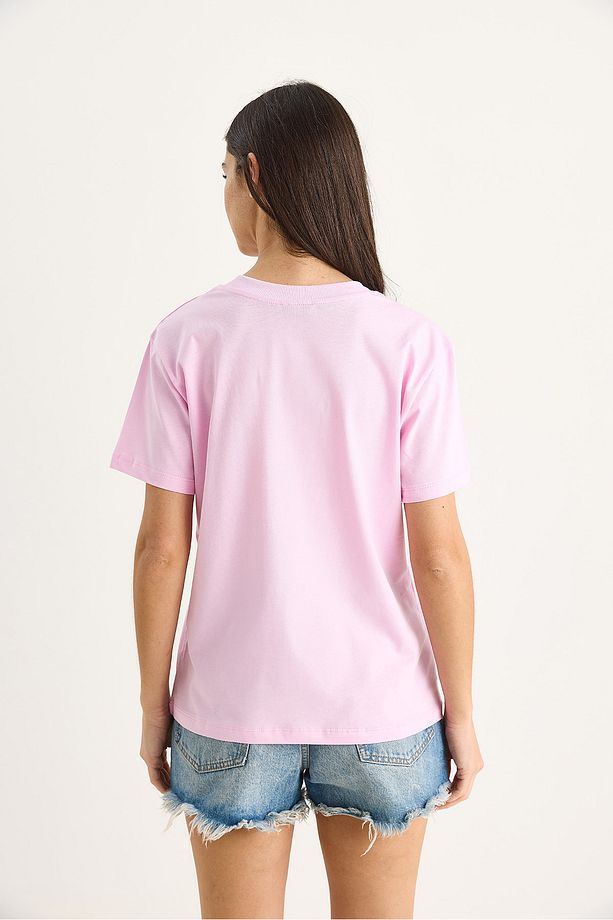 Kadın %100 Organik Pamuk Derin V Yakalı Comfort Fit T-Shirt 60602066 - 5