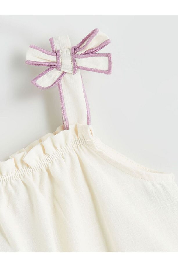 LCW Kids Kare Yaka Çiçekli Kız Çocuk Bluz ve Şort 2'li - 3