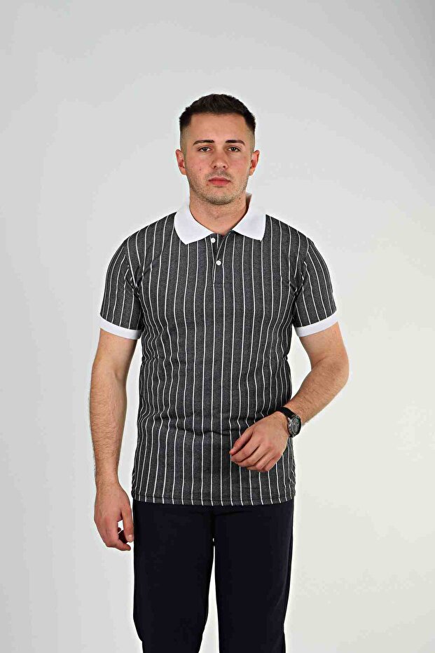 Tmb Striped Polo Neck Smoked