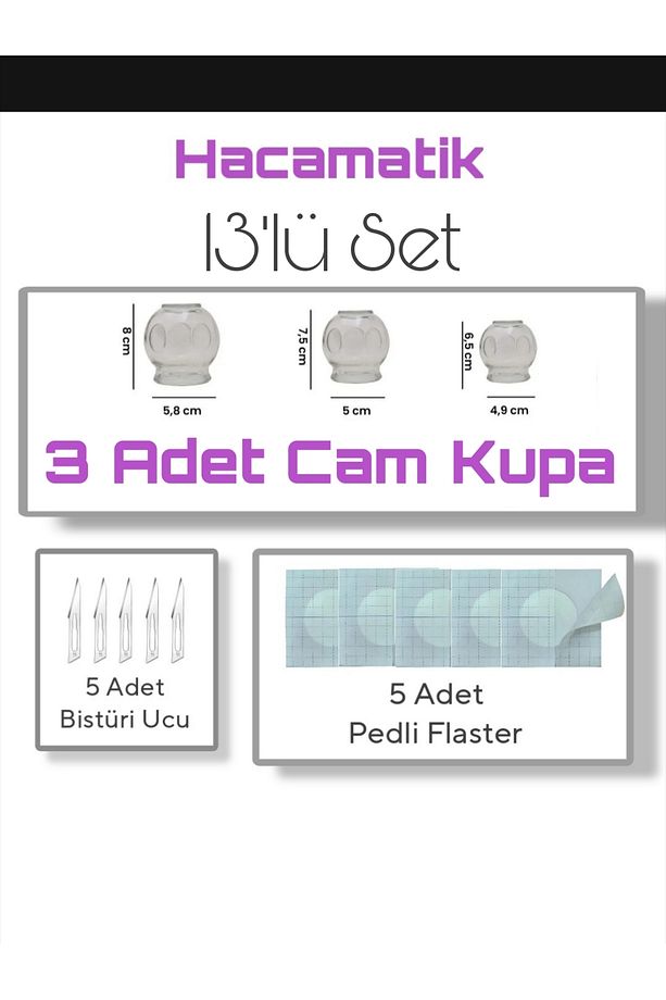 13'lü Cam Hacamat Seti - Bardak Çekme - Kupa Masaj Seti - 1