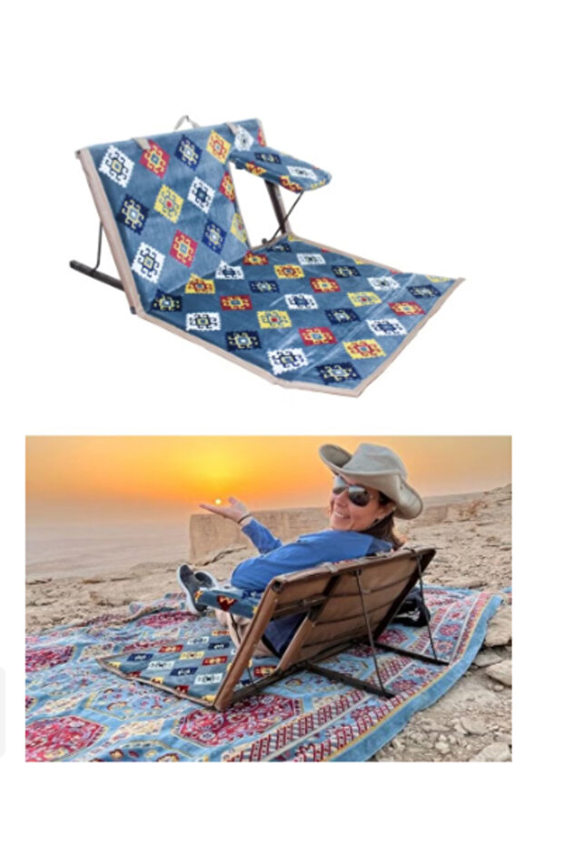 كرسي أرضي عربي تقليدي قابل للطي مع مسند للذراعين ومسند ظهر قابل للتعديل بالكامل