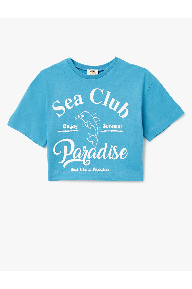 Crew Neck Short Sleeve Cotton Crop T-Shirt
