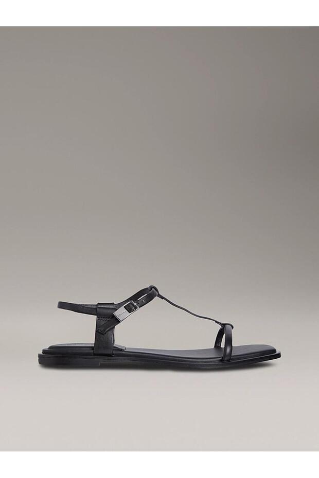 FLAT SANDAL SQUARED BUCKLE LTH - 1