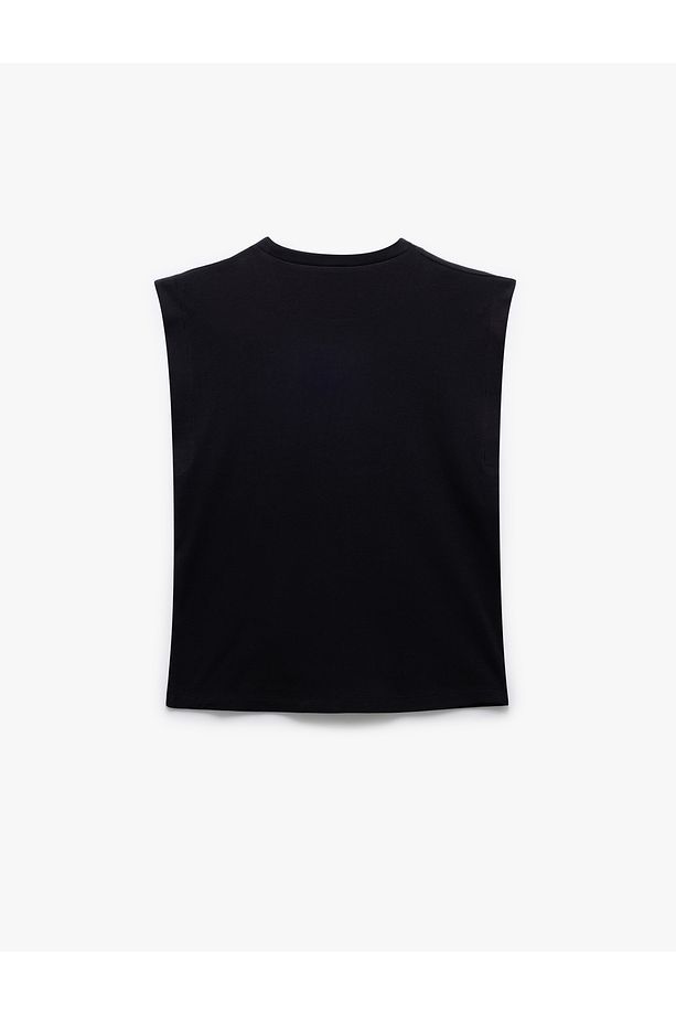 Pamuklu Bisiklet Yaka Kolsuz Basic Tişört - 4