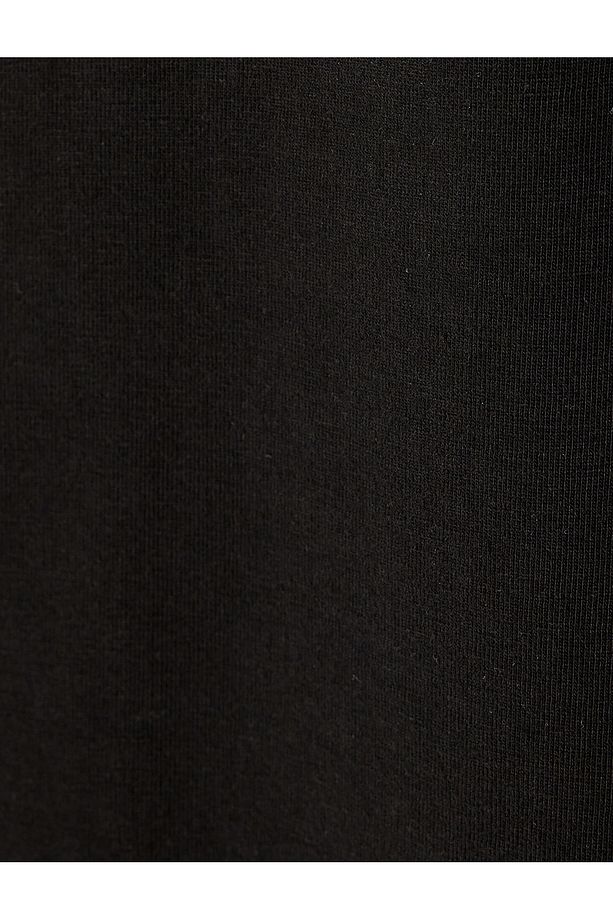 Pamuklu Bisiklet Yaka Tok Kumaş Slogan İşlemeli Kısa Kollu Oversize Tişört - 6