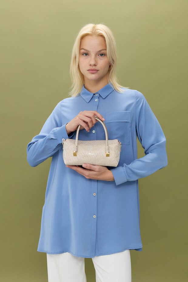 Gömlek Yaka Tunik Mavi - 3