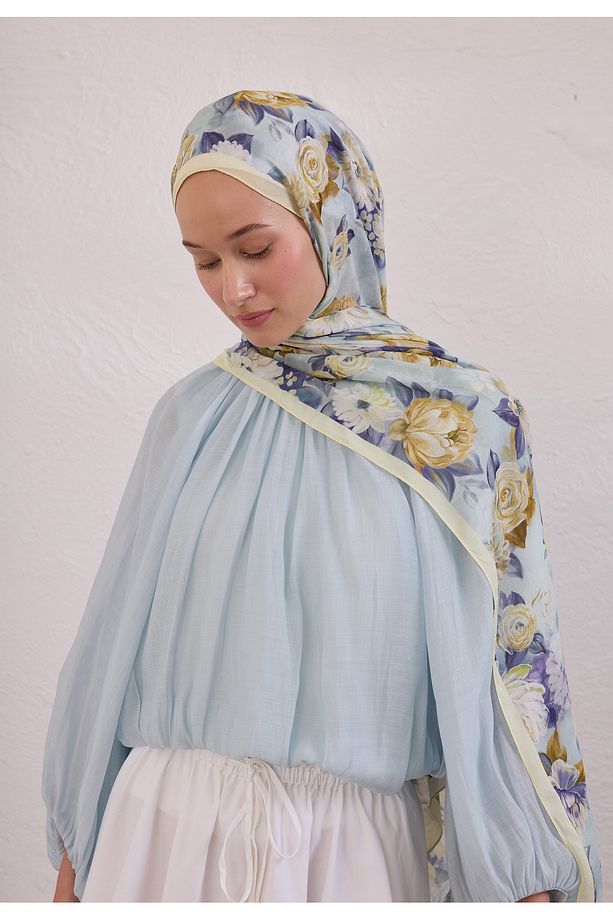 MAGNOLIA DESEN RAMİ ŞAL SOFT SARI - 3